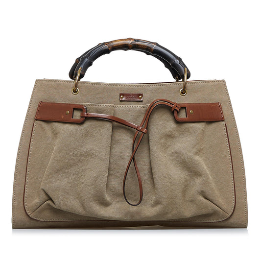 Gucci Bamboo Canvas Tote Bag (SHG-Rl4F7t)