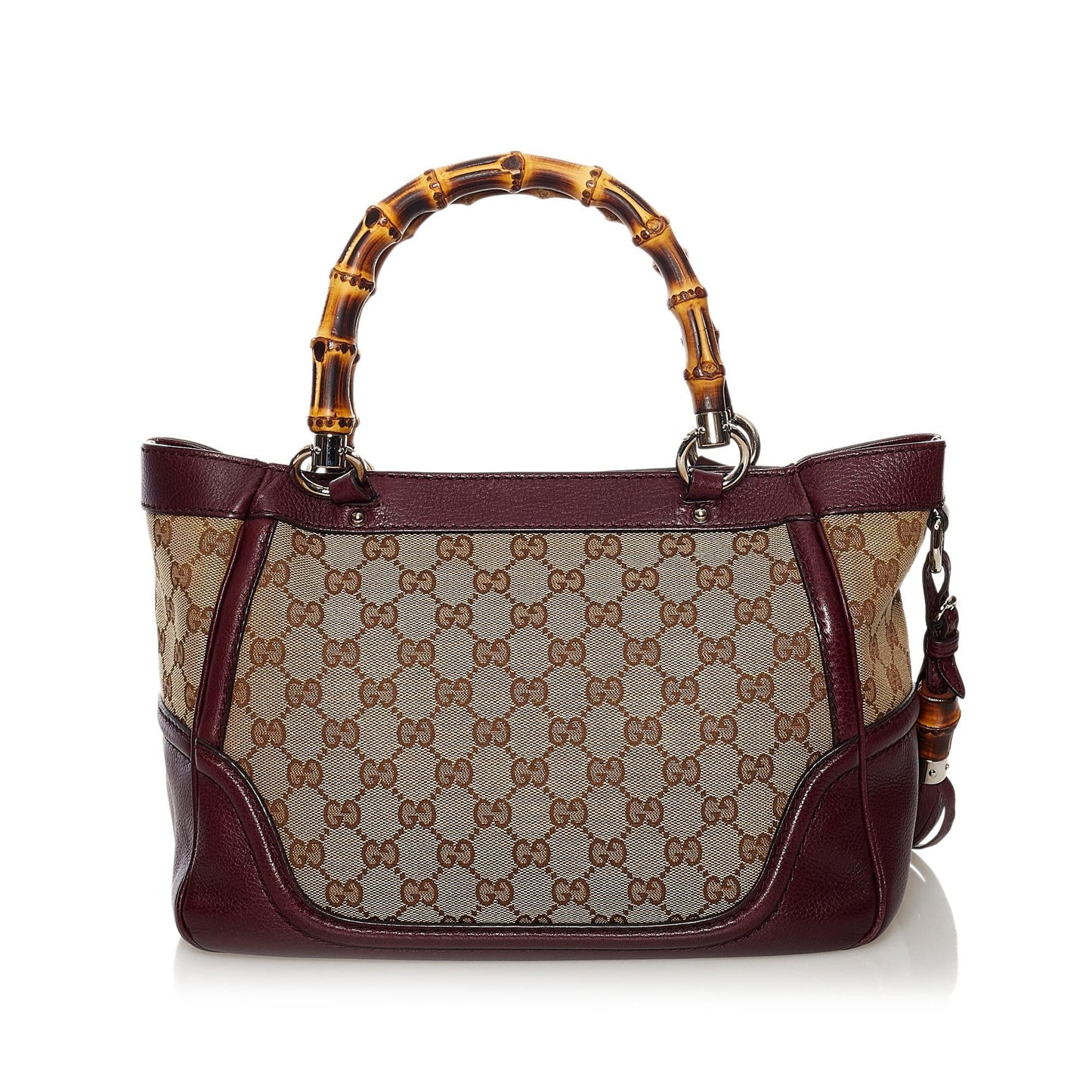 Gucci Bamboo GG Canvas Tassel Tote Bag (SHG-34793)