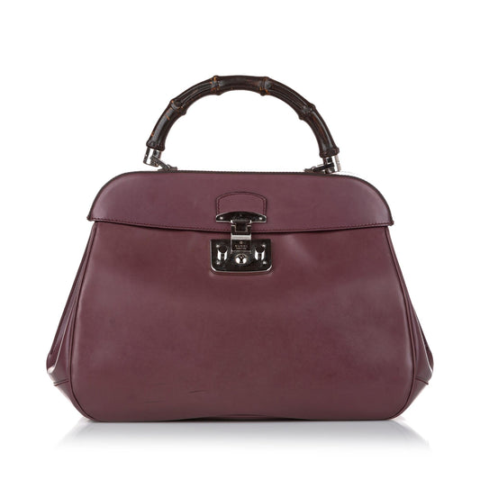Gucci Bamboo Lady Lock Leather Handbag (SHG-OZa9ZR)