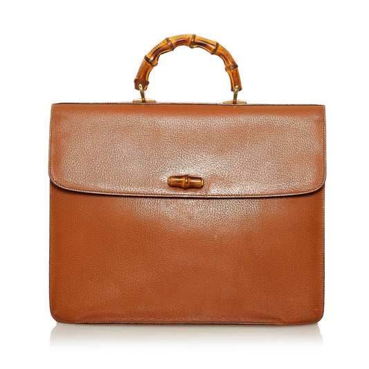 Gucci Bamboo Leather Business Bag (SHG-35046)