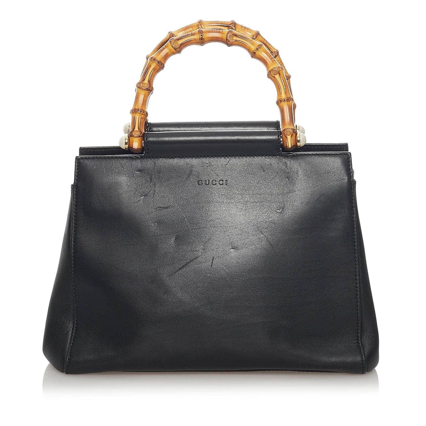 Gucci Bamboo Nymphaea Leather Satchel (SHG-37325)