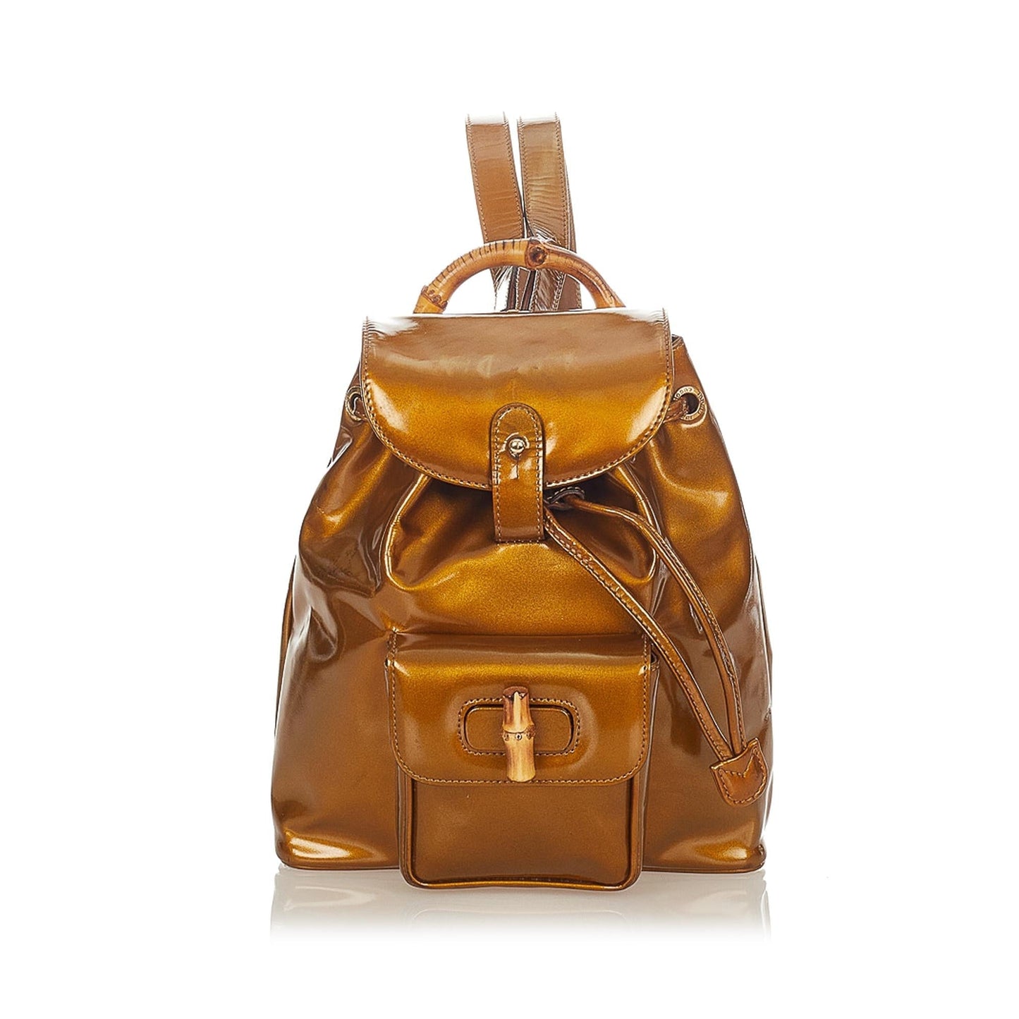 Gucci Bamboo Leather Patent Leather Backpack