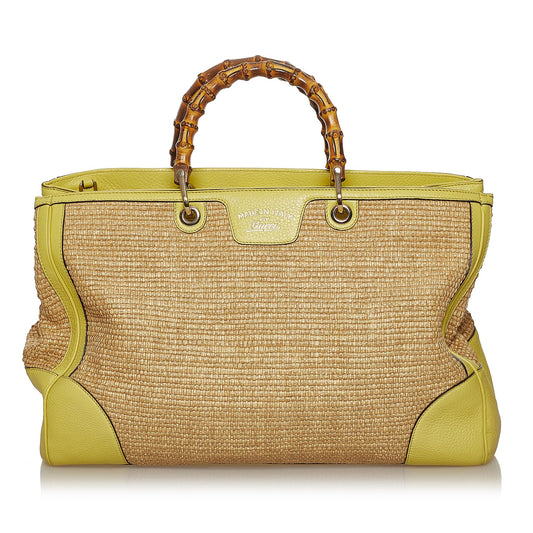 Gucci Bamboo Raffia Satchel (SHG-29078)