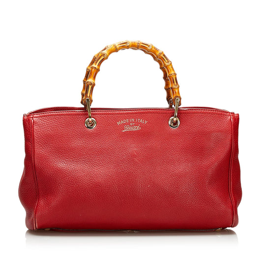 Gucci Bamboo Shopper Leather Handbag (SHG-35473)