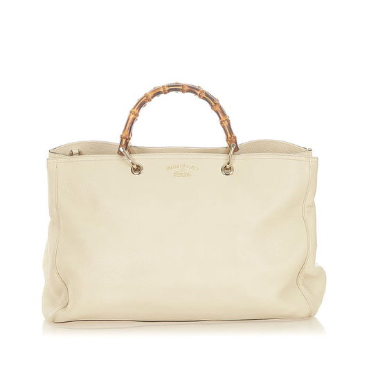 Gucci Bamboo Shopper Leather Satchel (SHG-32152)