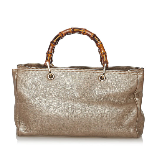 Gucci Bamboo Shopper Leather Satchel (SHG-37608)