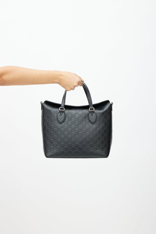Gucci Guccissima Black Leather Monogram Shoulder Bag Style 2