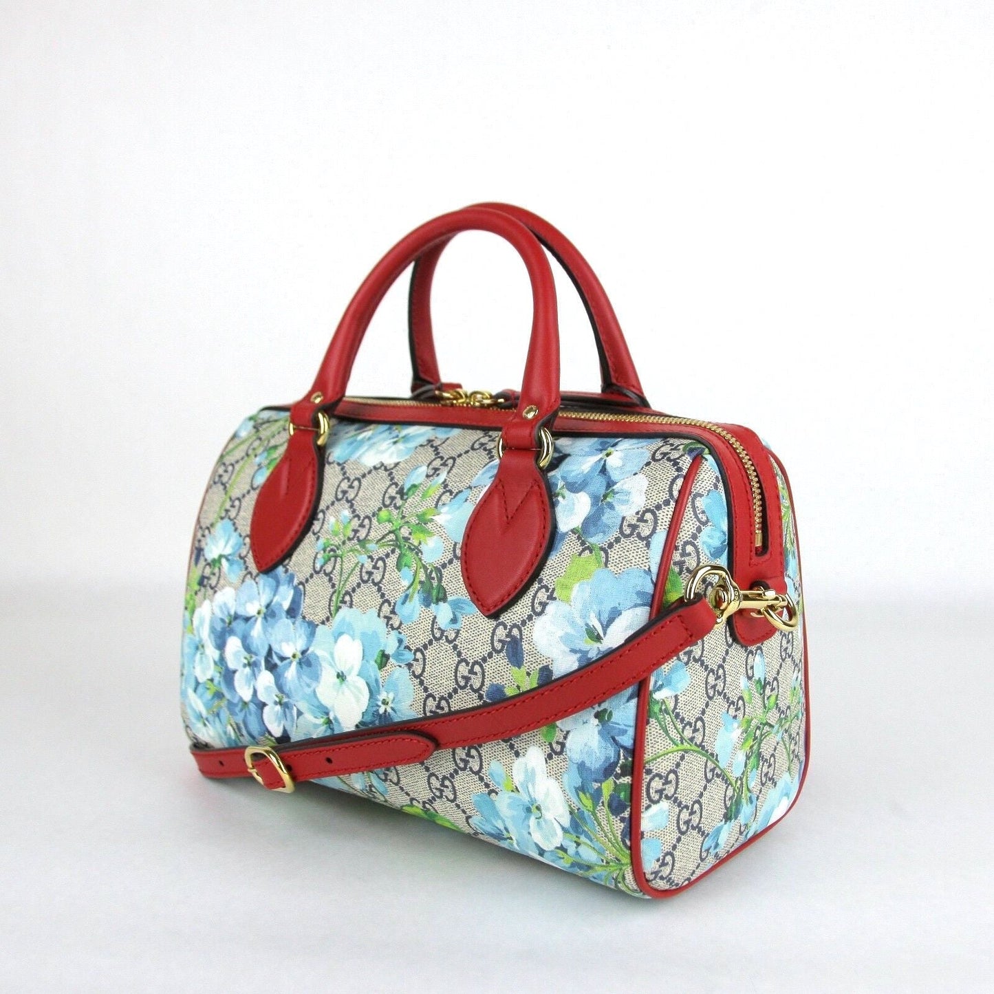 GUCCI GG SUPREME MONOGRAM BLOOMS SMALL BOSTON BAG