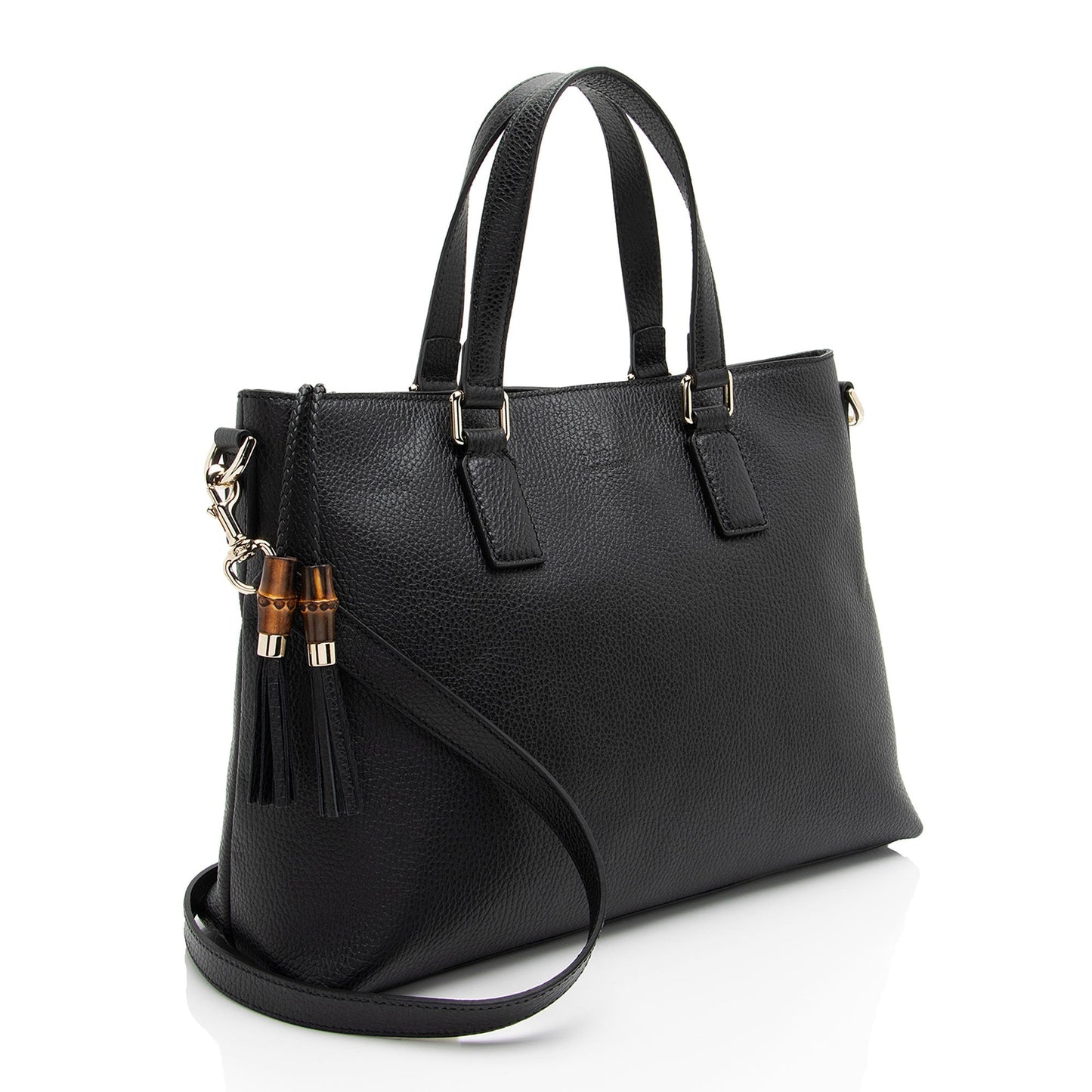 Gucci Calfskin Bamboo Tassel Tote (SHF-gWsjHp)