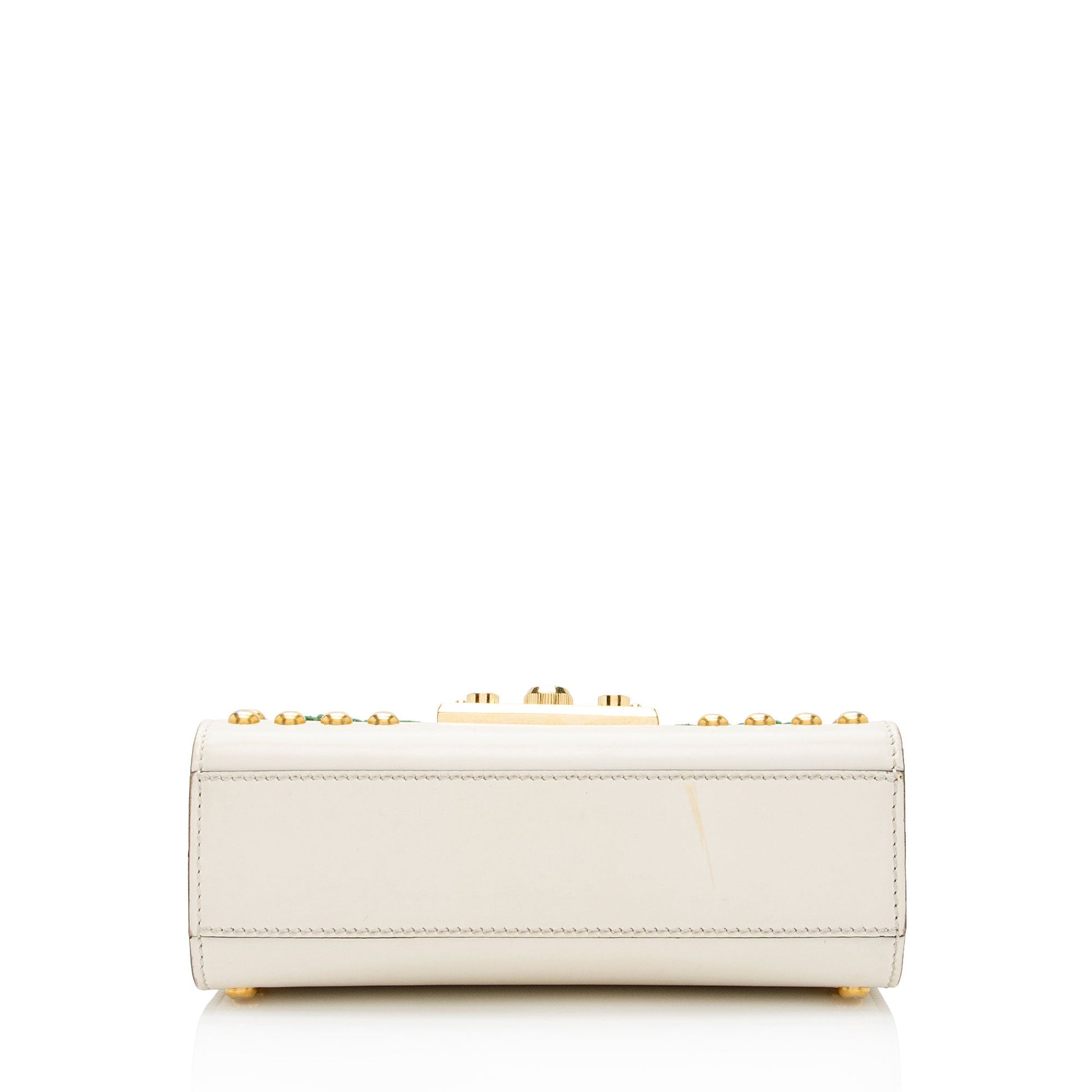 Gucci Calfskin Floral Studded Padlock Small Shoulder Bag (SHF-XfBq3s)