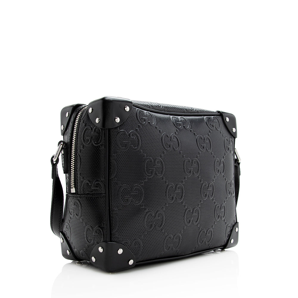 Gucci Calfskin GG Embossed Square Shoulder Bag (SHF-21568)