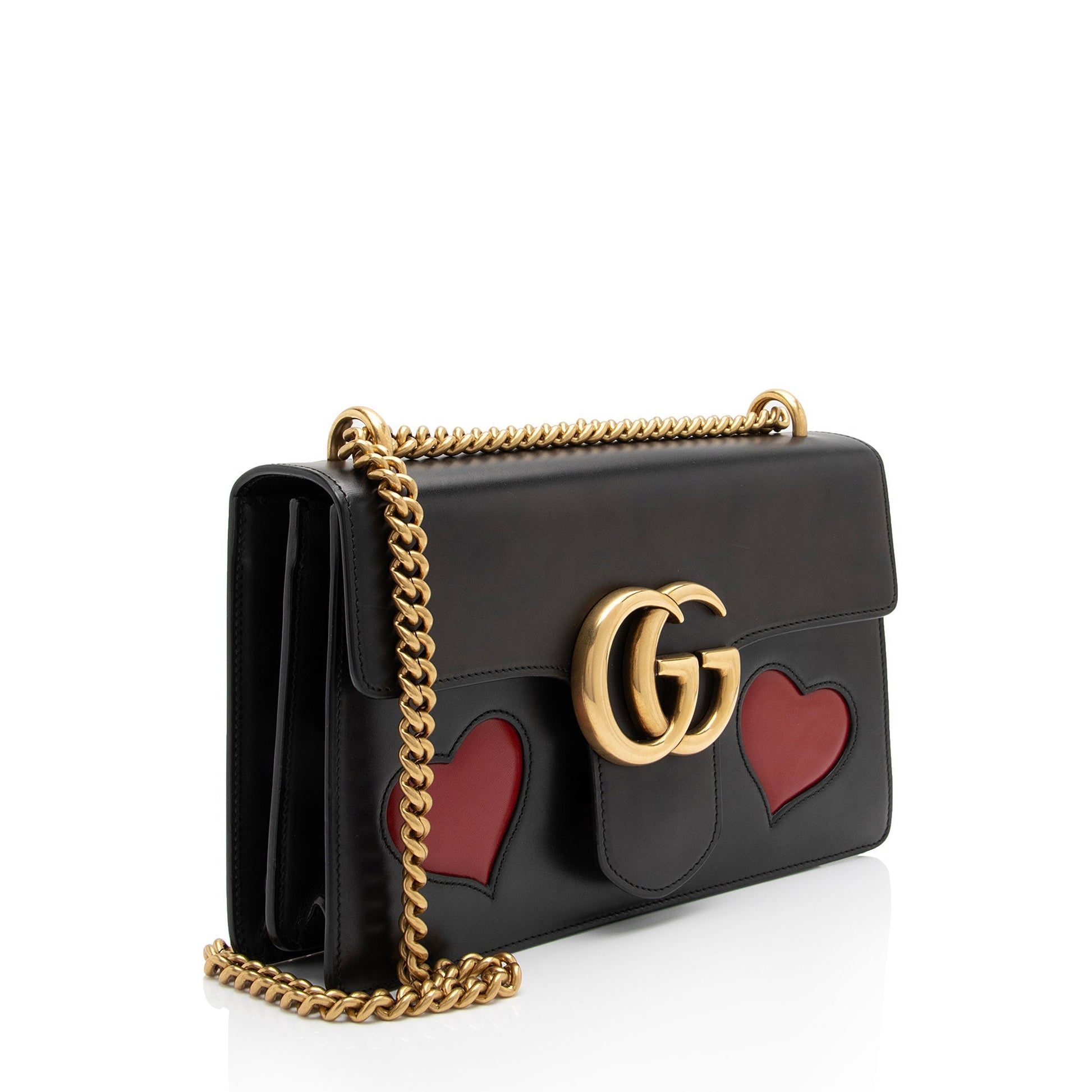 Gucci Calfskin Malaga Kid Heart GG Marmont Medium Flap Bag