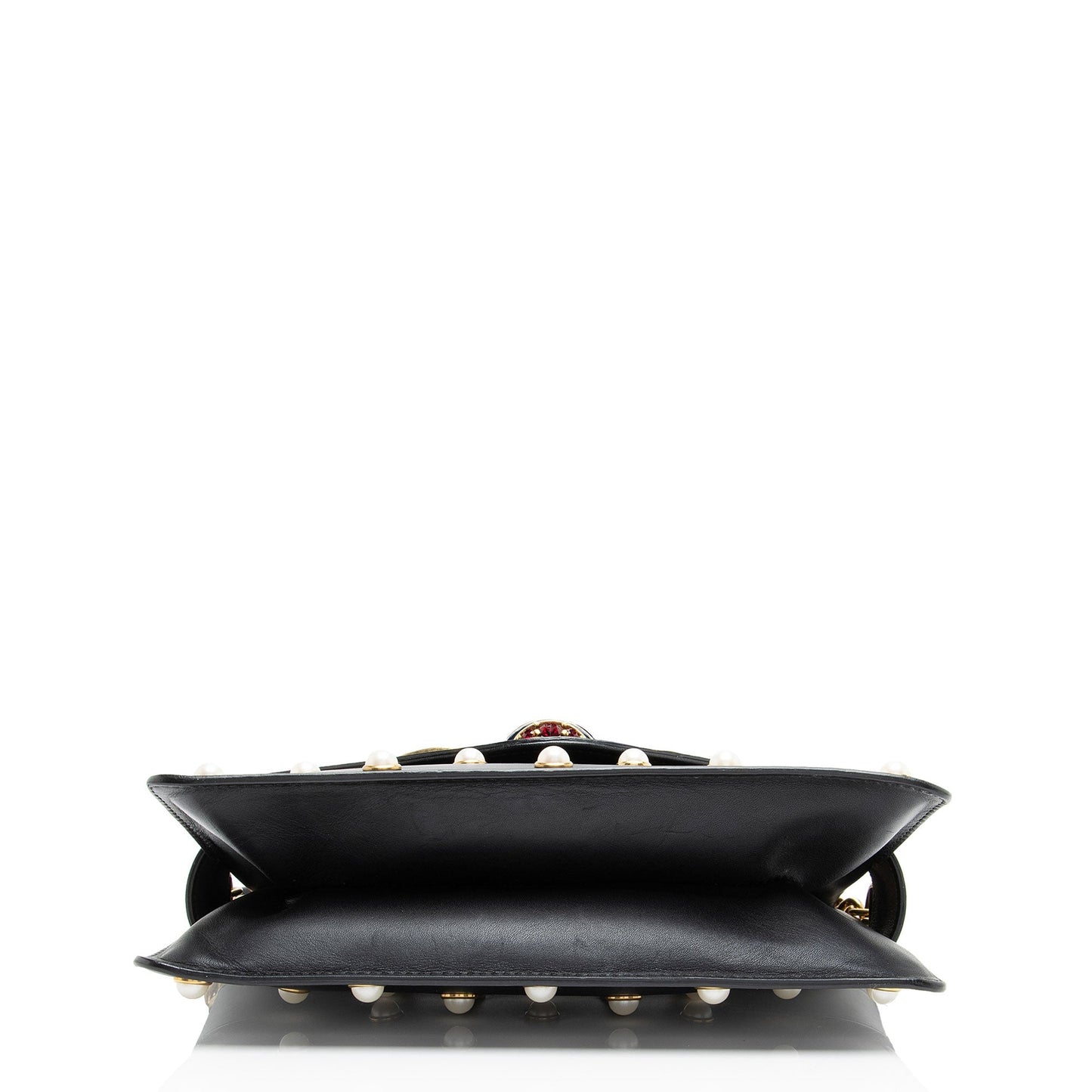 Gucci Calfskin Pearl Bee Broadway Mini Shoulder Bag