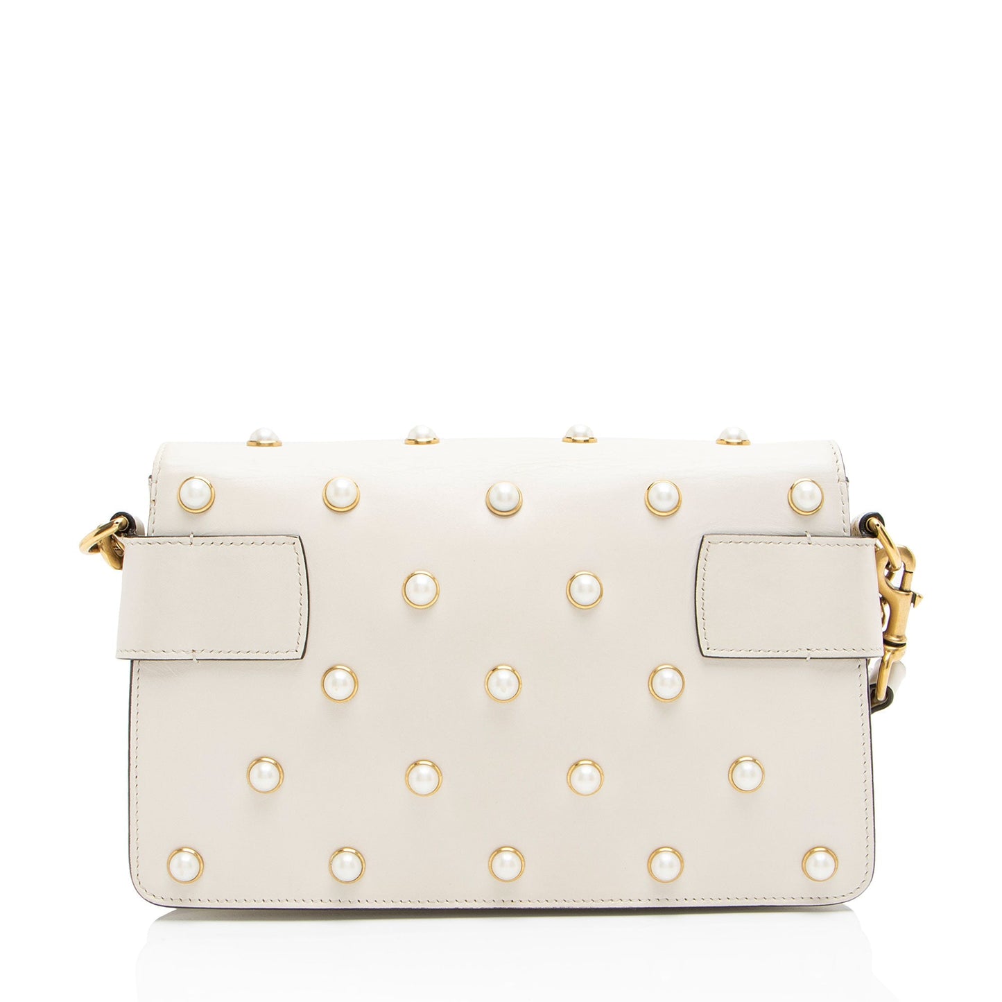 Gucci Calfskin Pearl Bee Broadway Mini Shoulder Bag