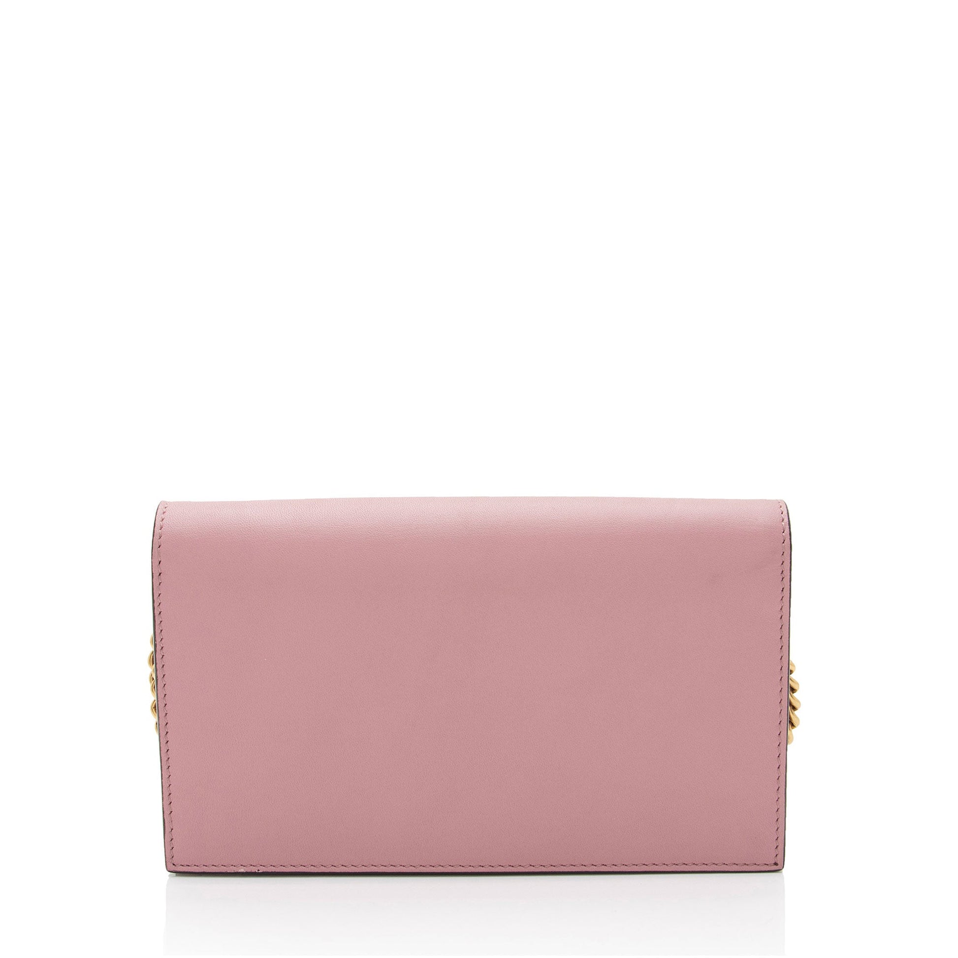 Gucci Calfskin Peony Pearly Mini Wallet on Chain