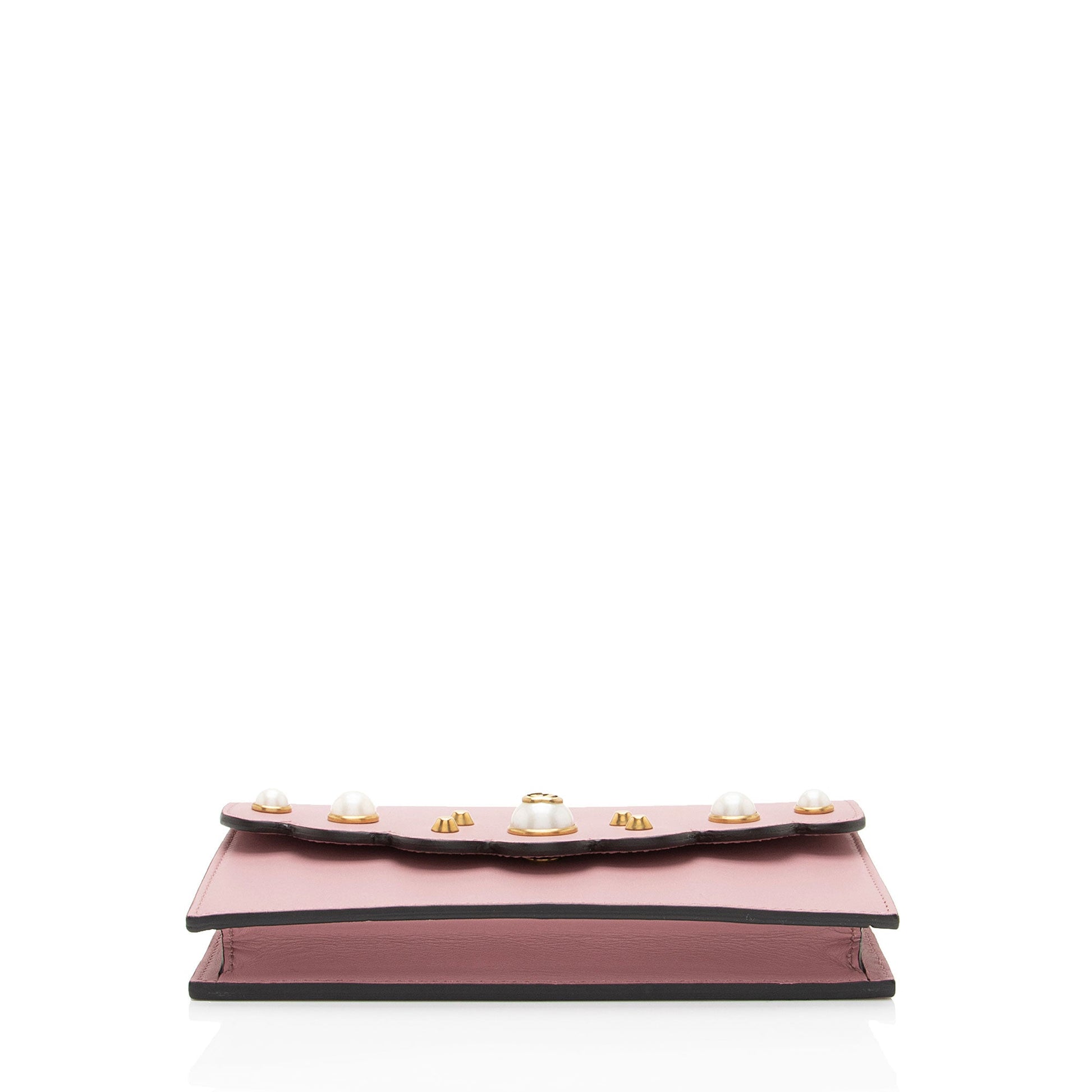 Gucci Calfskin Peony Pearly Mini Wallet on Chain