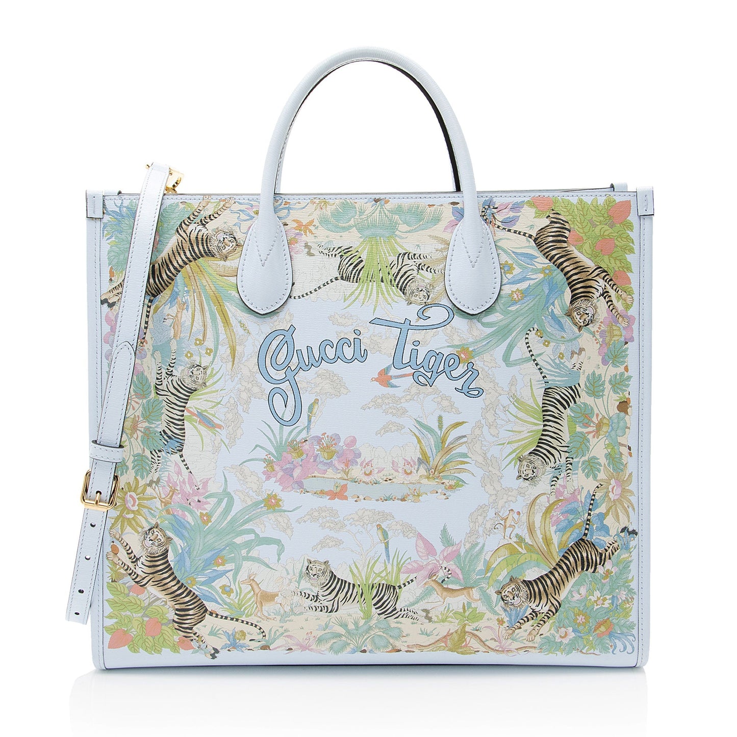 Gucci Calfskin Shangai Tiger Print Medium Tote