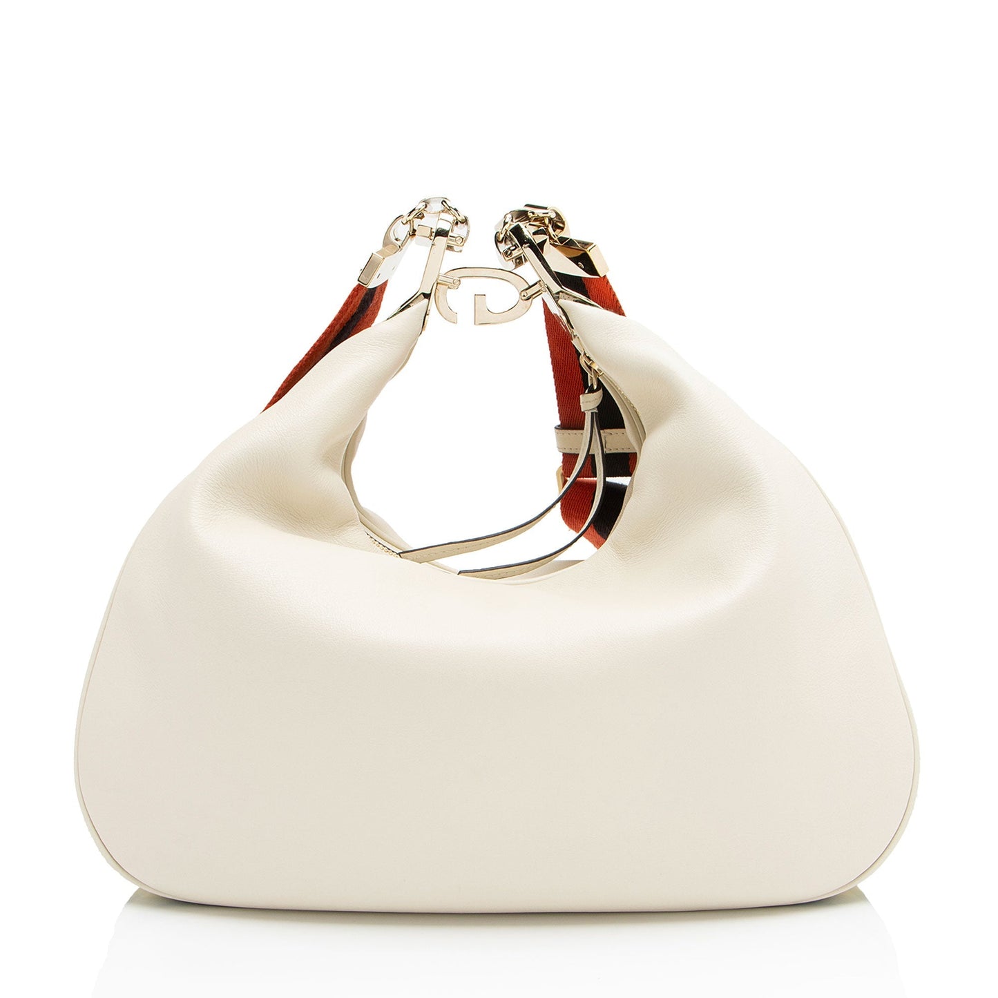 Gucci Calfskin Web Attache Large Shoulder Bag
