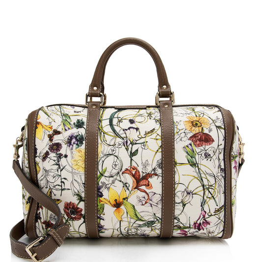 Gucci Canvas Flora Joy Convertible Medium Boston Bag (SHF-FIW9Ce)