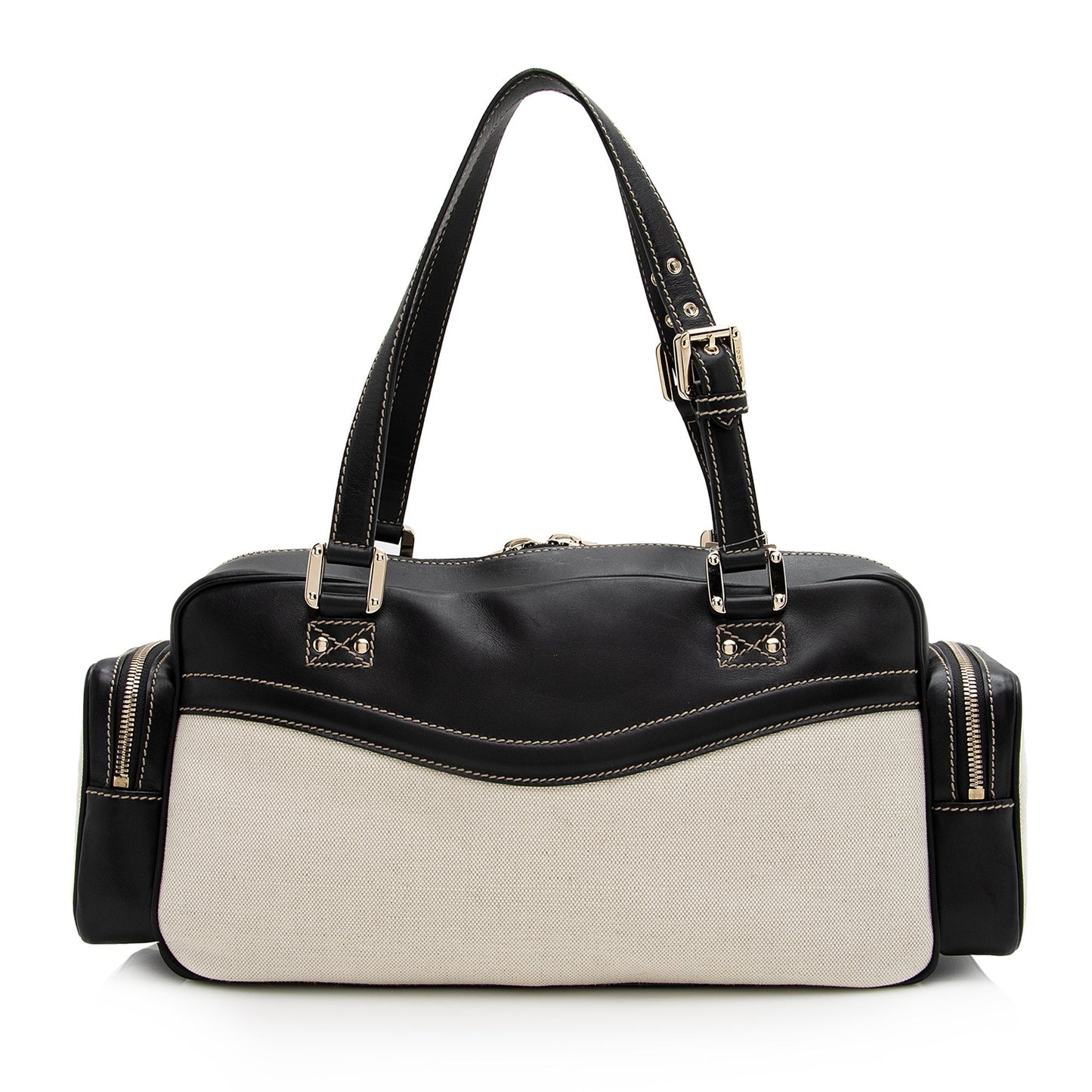 Gucci Canvas Leather East West Multi-Pocket Satchel (SHF-22759)