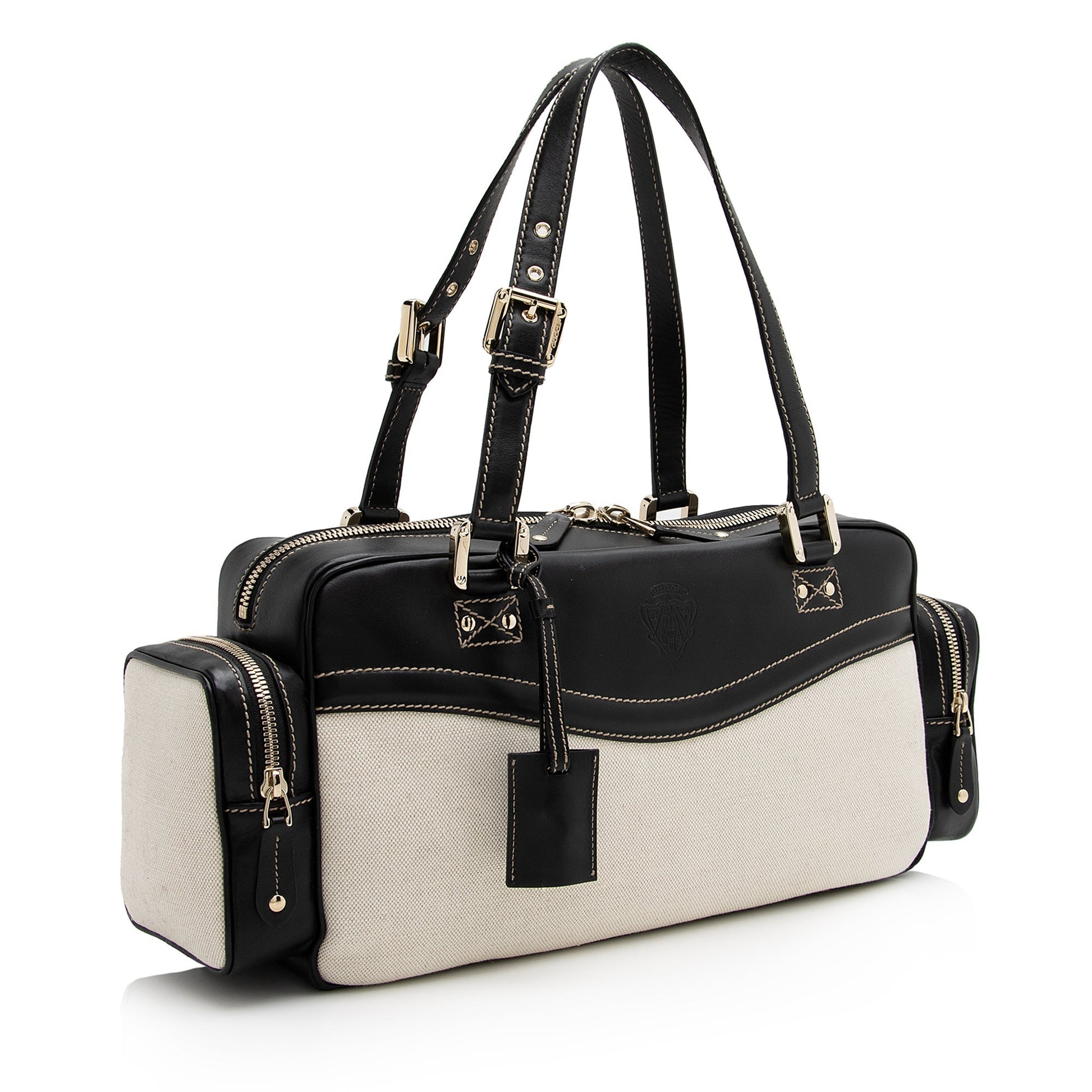 Gucci Canvas Leather East West Multi-Pocket Satchel (SHF-22759)