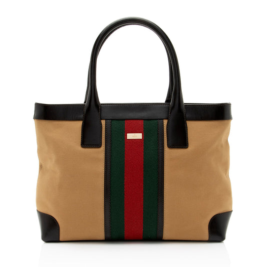 Gucci Canvas Web Tote (SHF-FI6lfc)