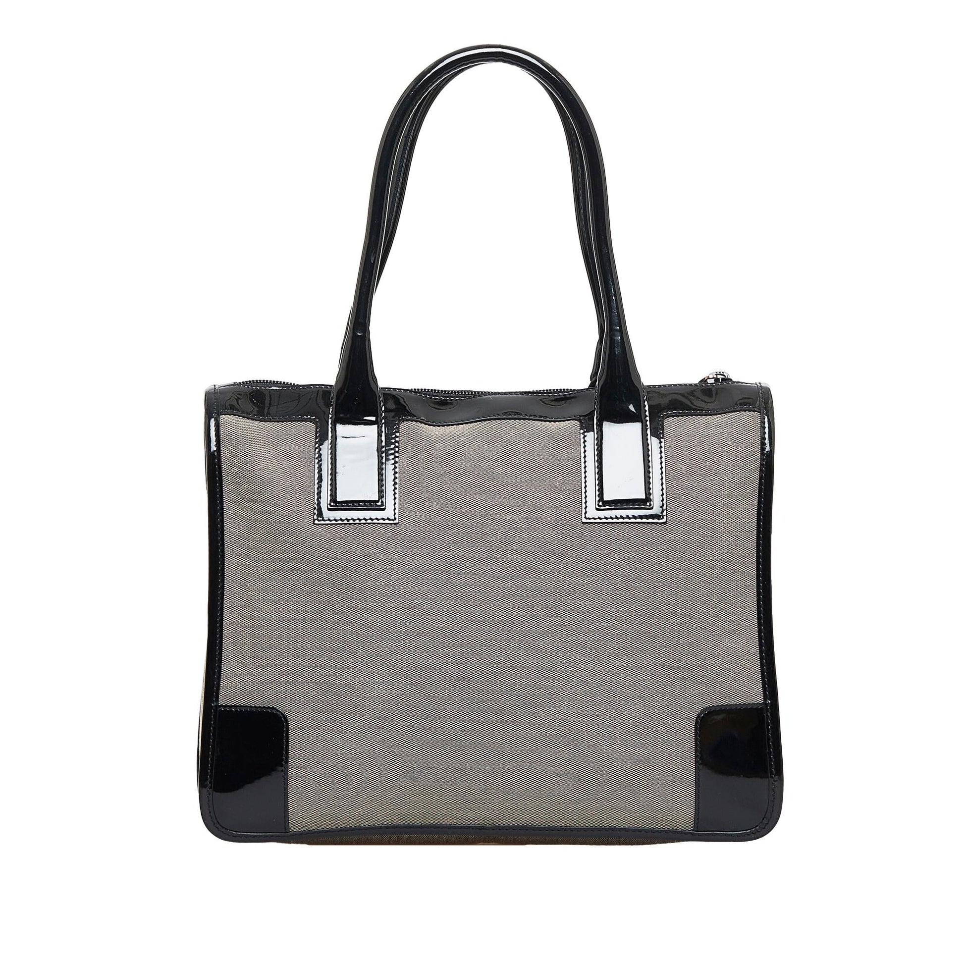 Gucci Canvas and Patent Leather Trimmed Handbag (SHG-E8ID83)