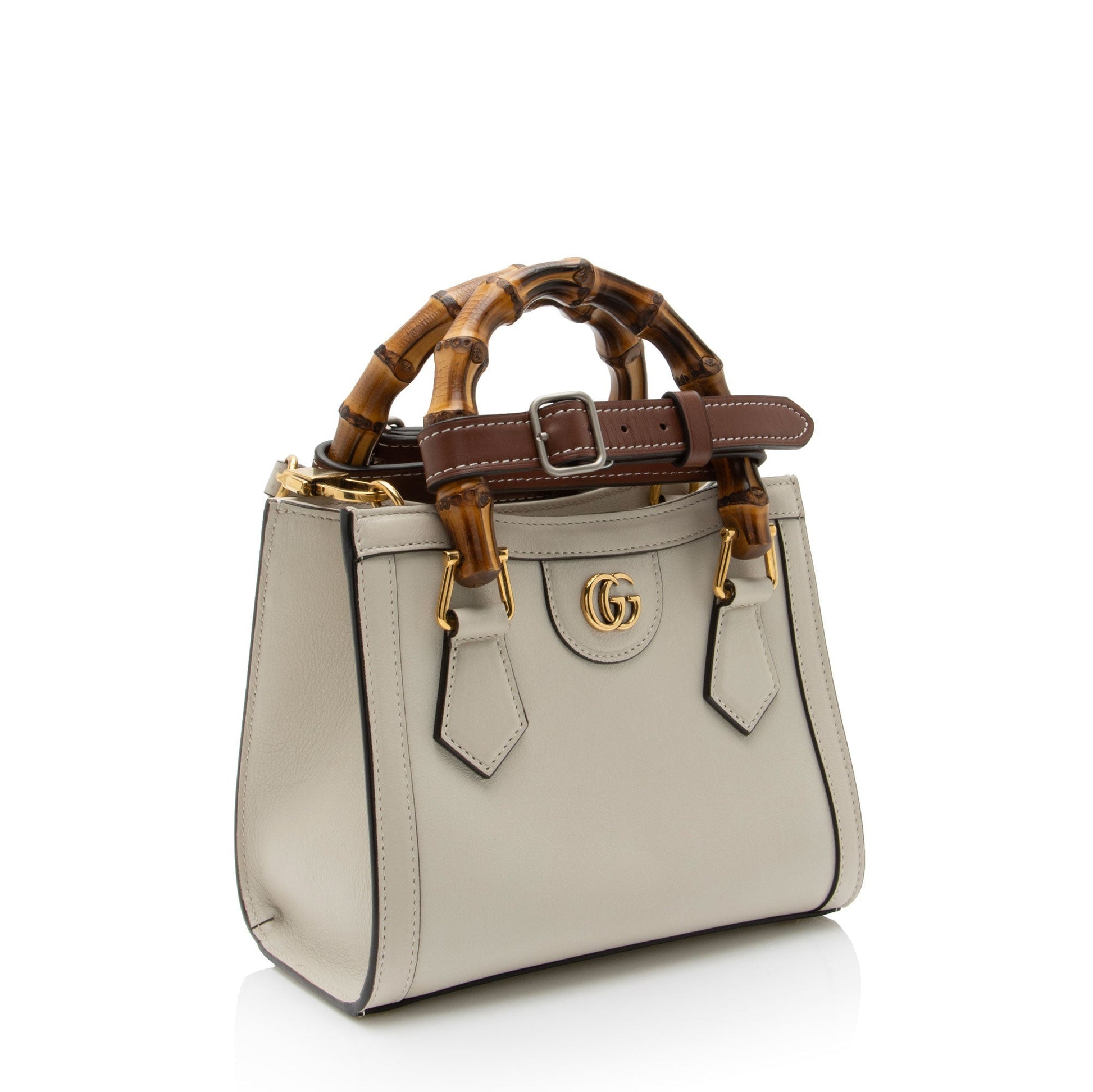 Gucci Cuir Leather Bamboo Diana Mini Tote (SHF-OiQwyN)