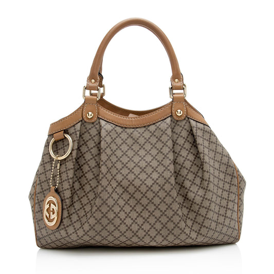 Gucci Diamante Canvas Sukey Medium Tote - FINAL SALE (SHF-22989)