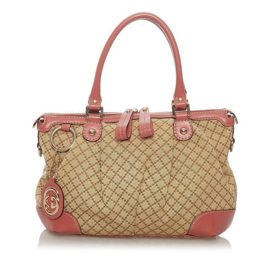 Gucci Diamante Sukey Canvas Satchel (SHG-29040)