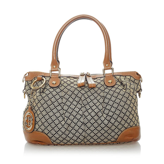 Gucci Diamante Sukey Canvas Satchel (SHG-31083)
