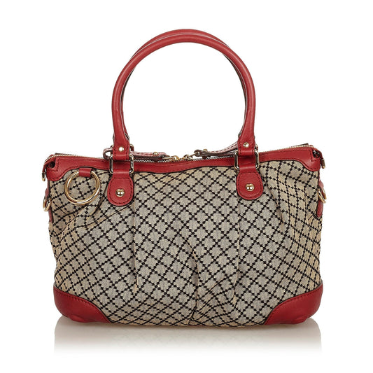Gucci Diamante Sukey Canvas Satchel (SHG-uvmkYz)