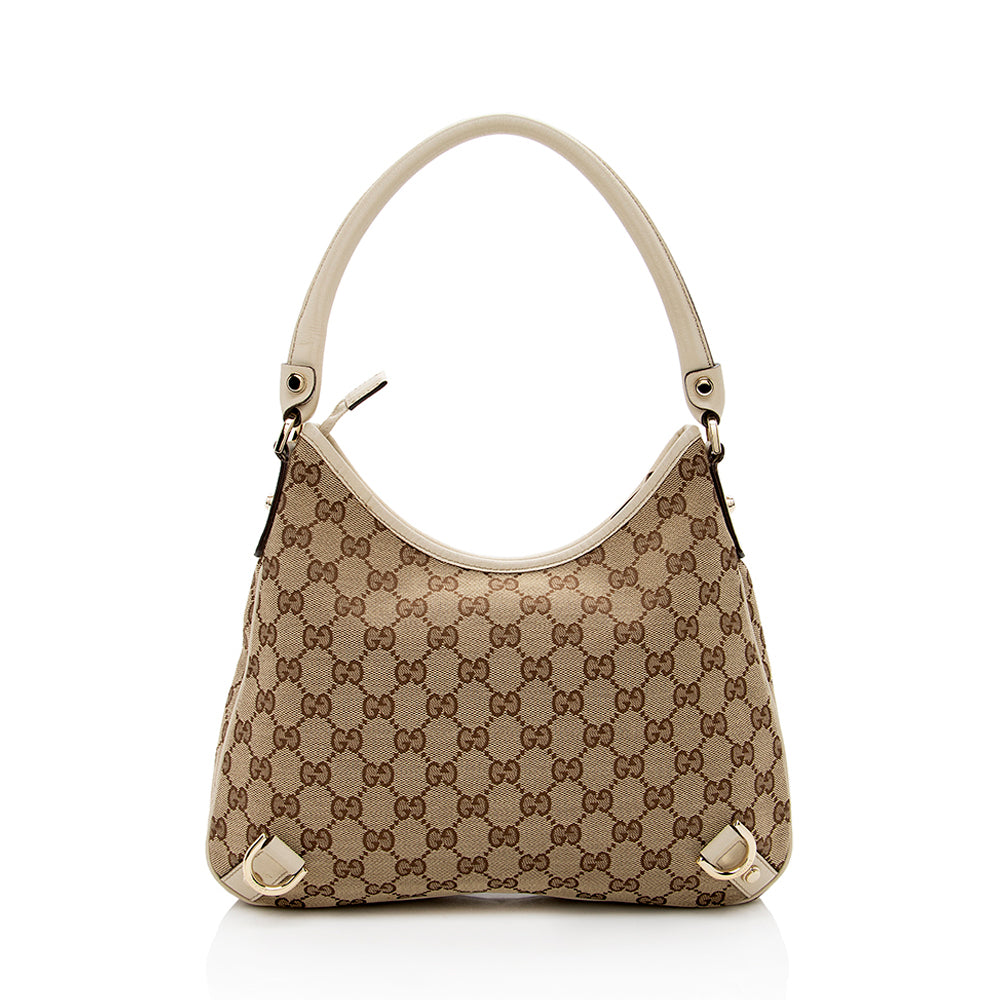 Gucci Abbey Leather Canvas Shoulder Bag Style 1