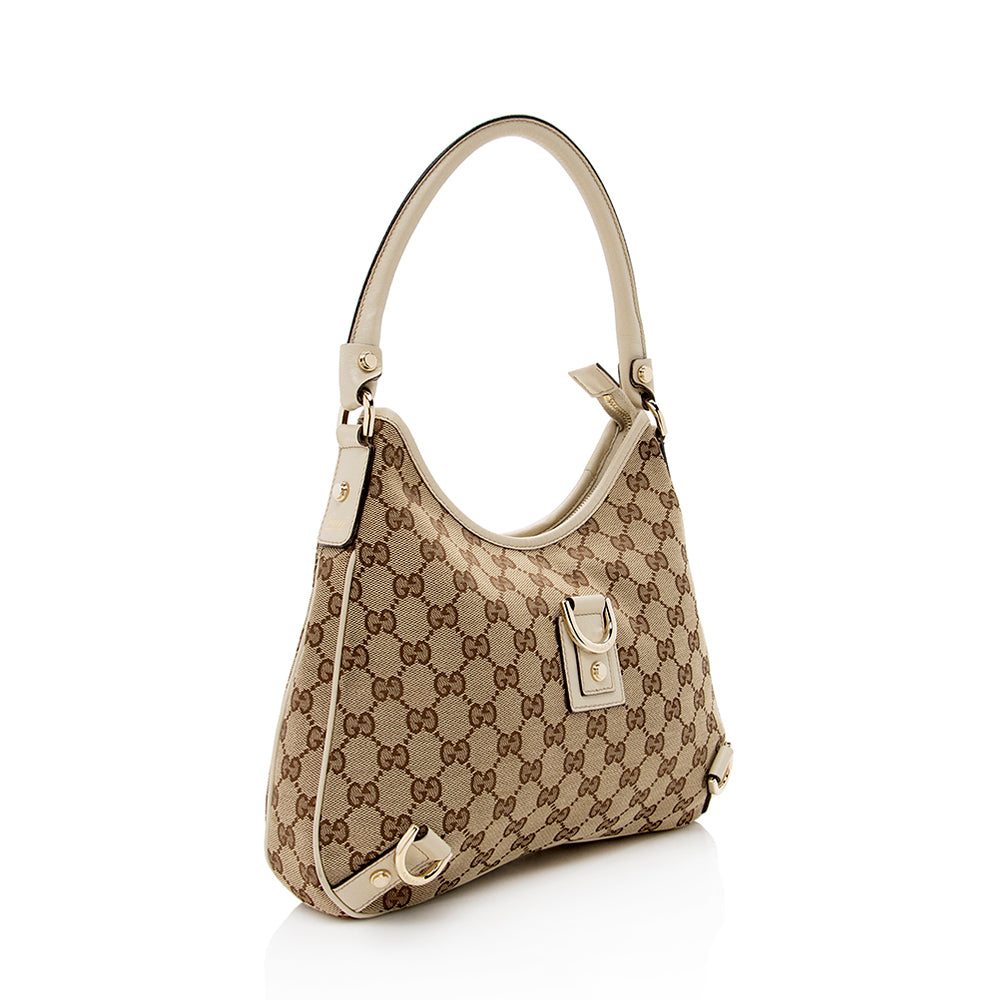 Gucci Abbey Leather Canvas Shoulder Bag Style 1