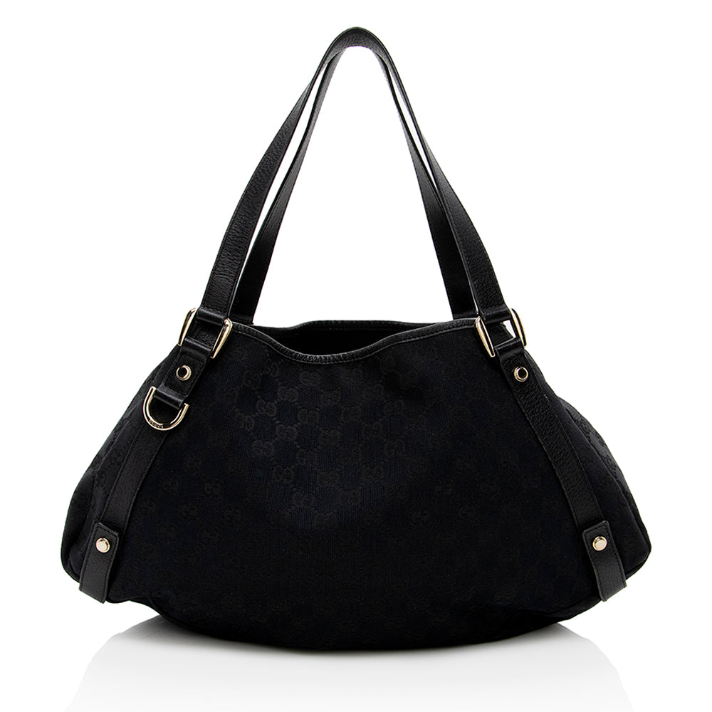 Gucci Abbey Leather Canvas Shoulder Bag Style 2
