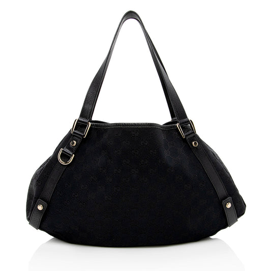 Gucci Abbey Leather Canvas Shoulder Bag Style 2