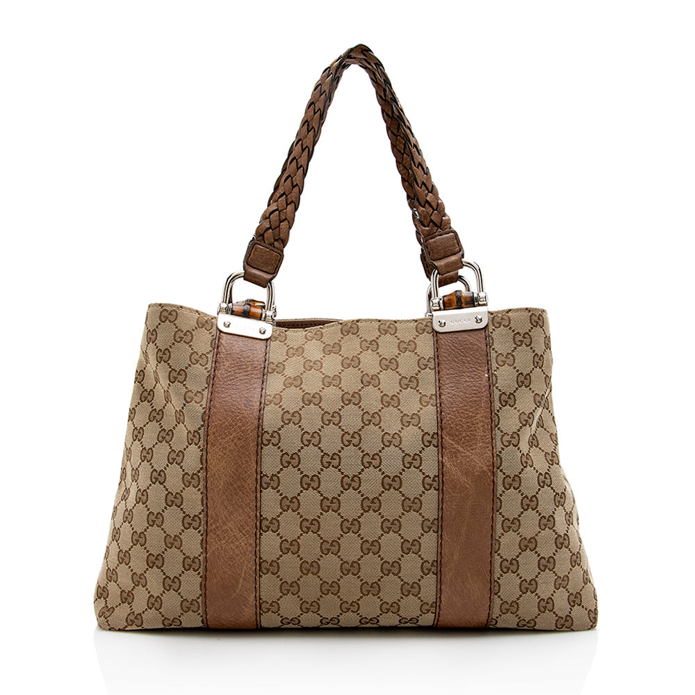 Gucci Bamboo Leather Canvas Tote Style 6