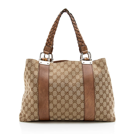 Gucci Leather Canvas Tote
