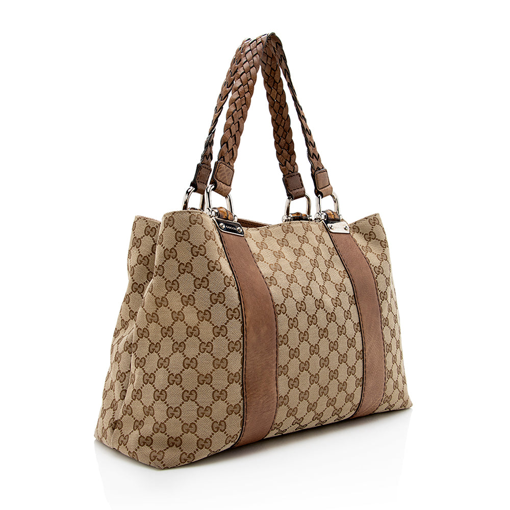 Gucci Leather Canvas Tote