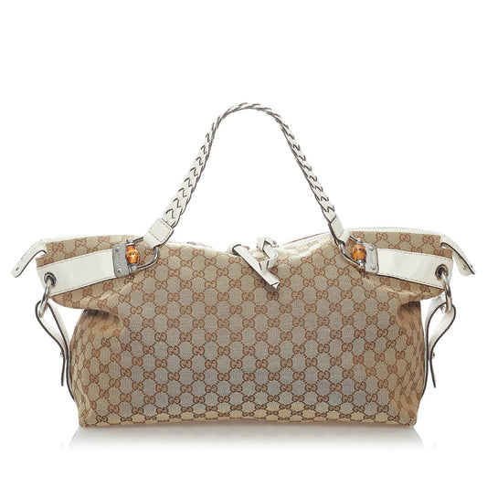 Gucci GG Canvas Bamboo Bar Tote Bag (SHG-31070)