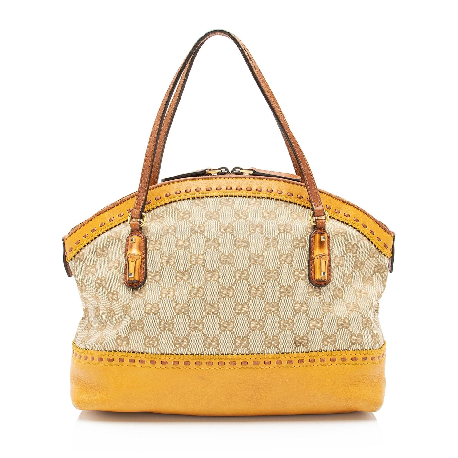 Gucci GG Canvas Bamboo Laidback Crafty Dome Satchel (SHF-galLHz)