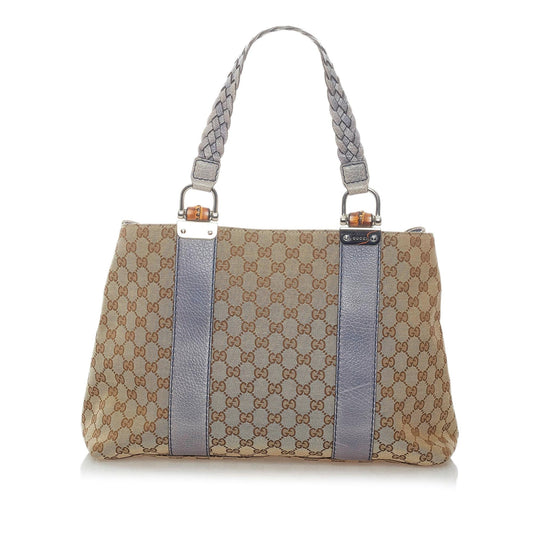 Gucci GG Canvas Bamboo Libeccio Tote Bag (SHG-32458)