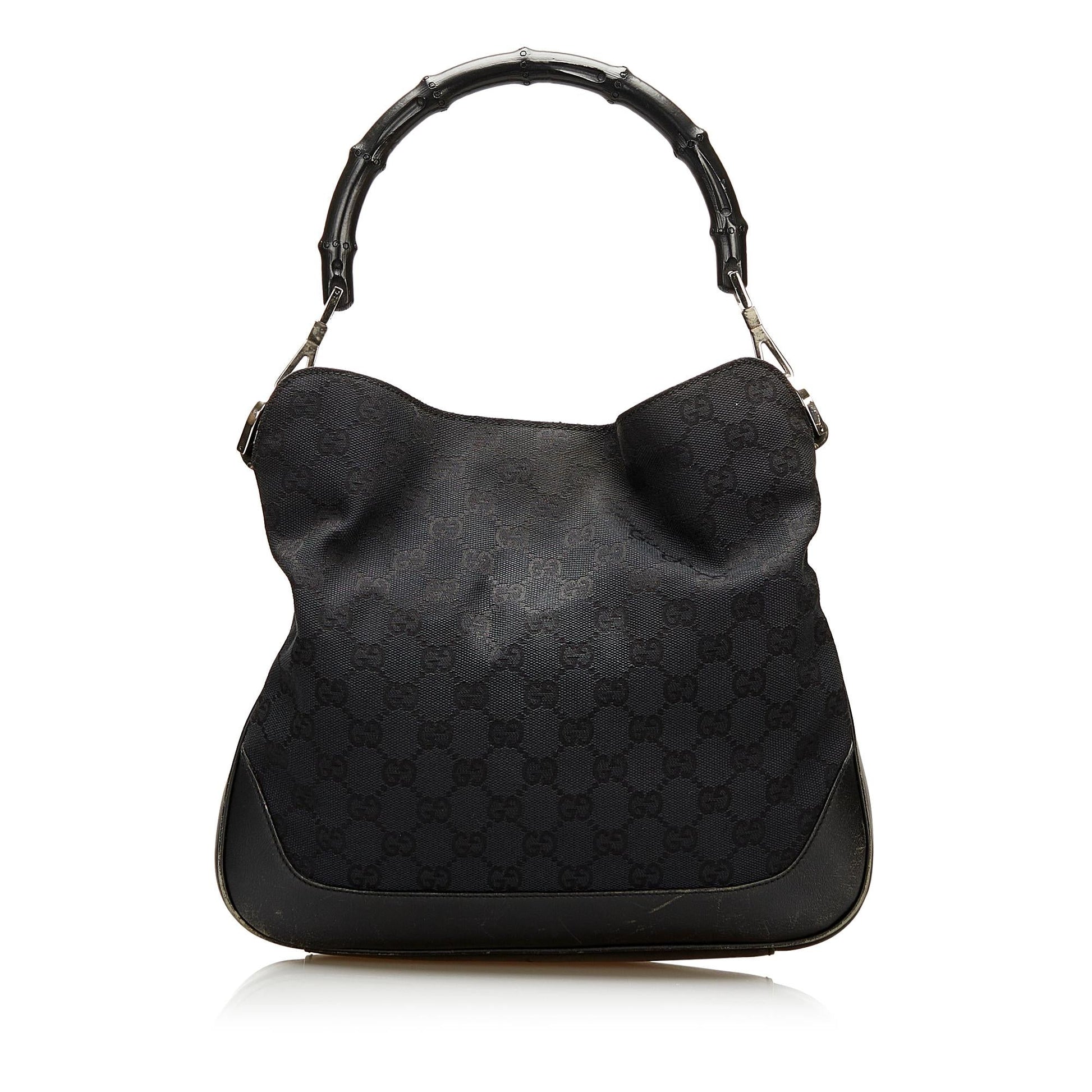 Gucci GG Canvas Bamboo Satchel (SHG-35630)