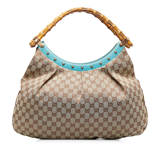 Gucci GG Canvas Bamboo Studded Handbag (SHG-ZJWXNq)