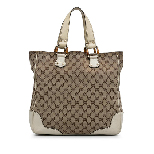 Gucci GG Canvas Bamboo Tote Bag (SHG-J7IVAF)