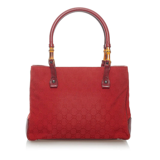 Gucci GG Canvas Bamboo Tote (SHG-31064)
