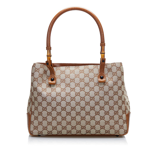 Gucci GG Canvas Bamboo Tote (SHG-onnXj3)