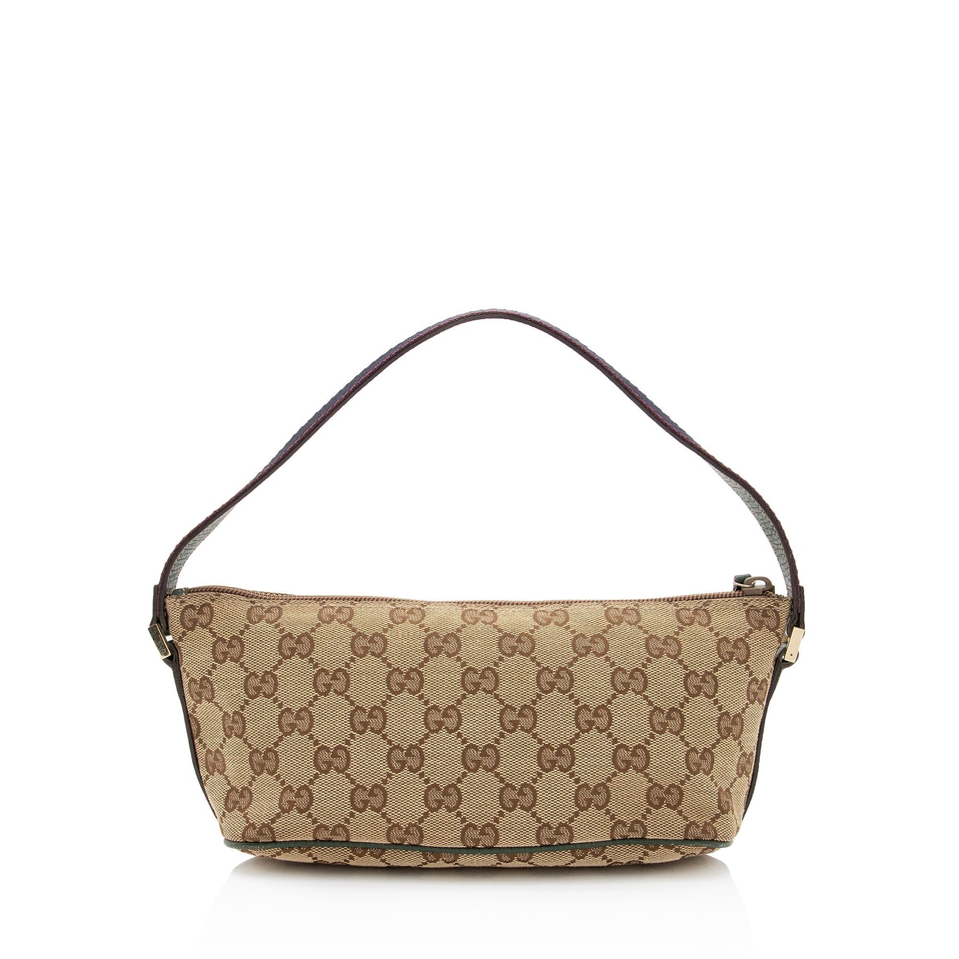 Gucci Nylon Pochette Leather Canvas Clutch