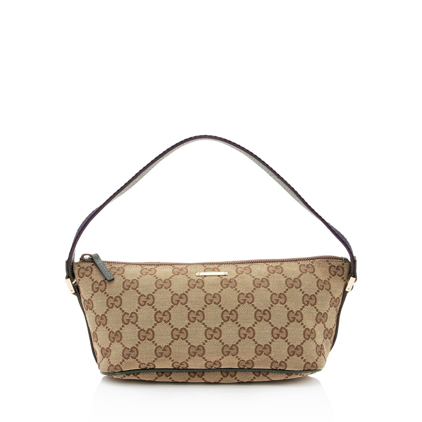 Gucci Nylon Pochette Leather Canvas Clutch