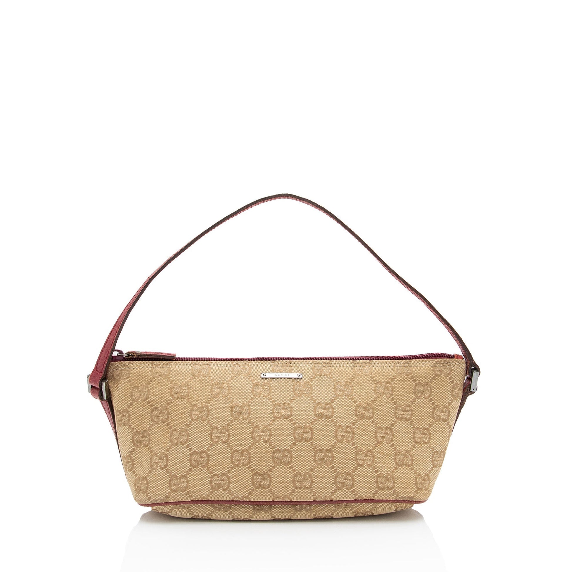 Gucci Pochette Leather Canvas Clutch